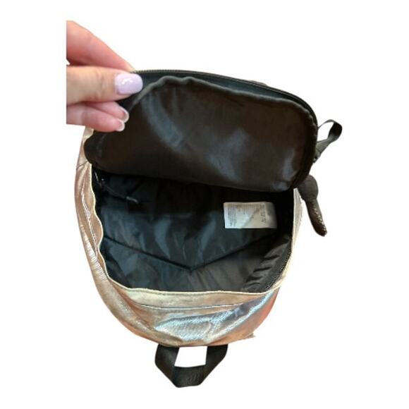 Converse Silver Metallic Black Mini Backpack 10"L x 9"W x 3.5" - Picture 3 of 4